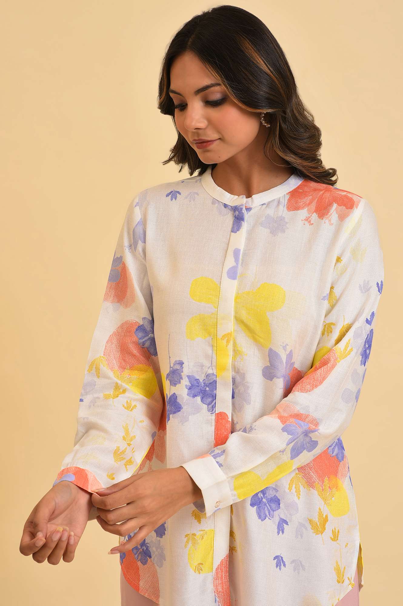 Ecru Floral Printed Summer Top - Image 6