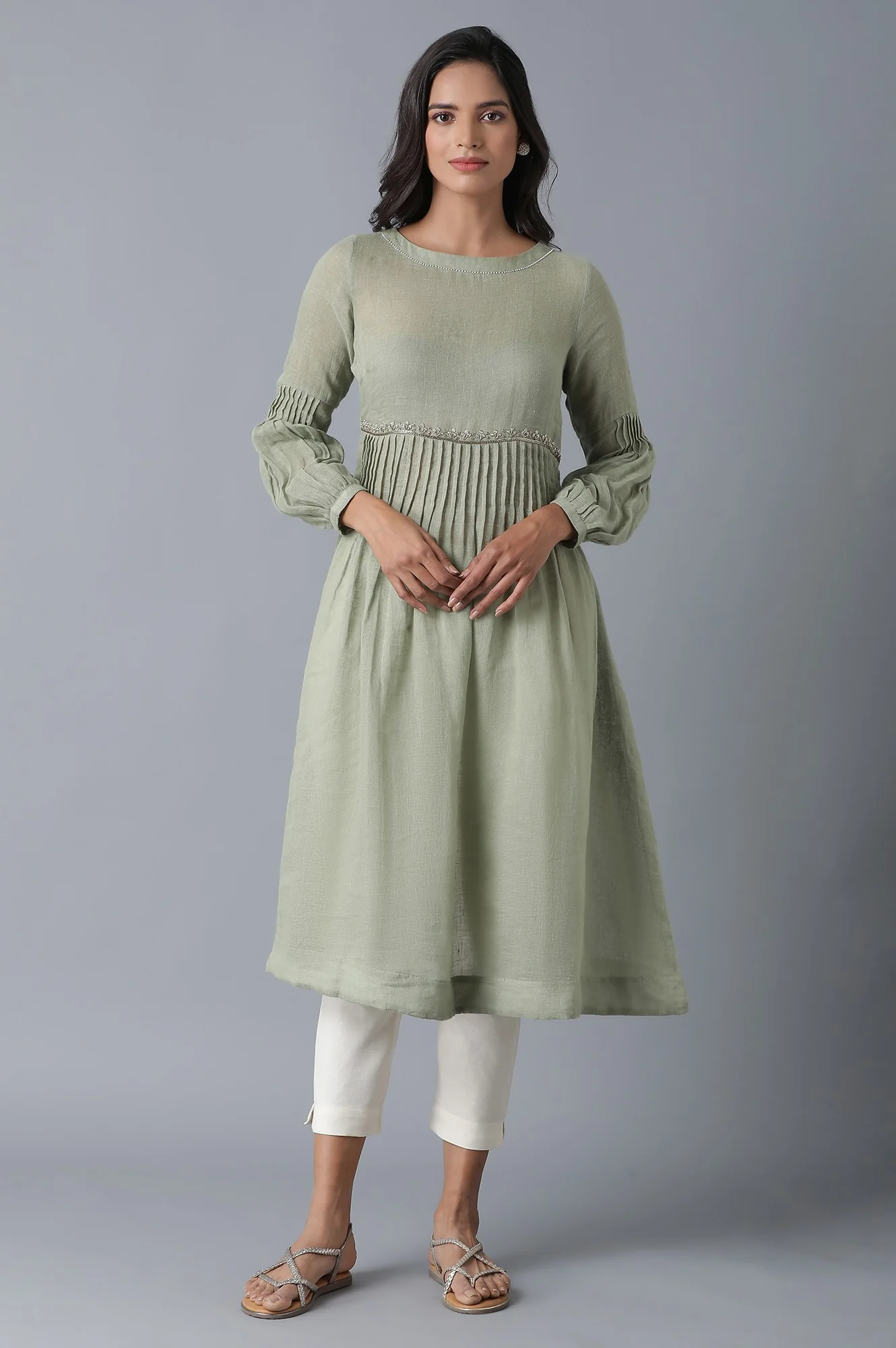 Ecru Solid Slim Pants - Image 5