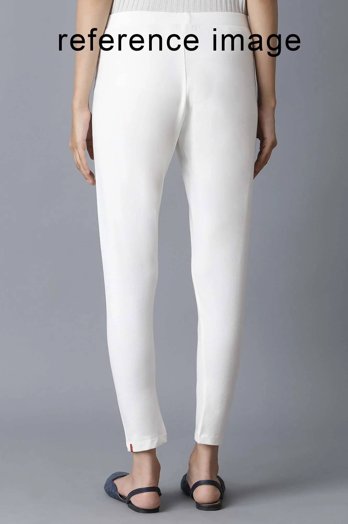 Ecru Solid Slim Pants - Image 2