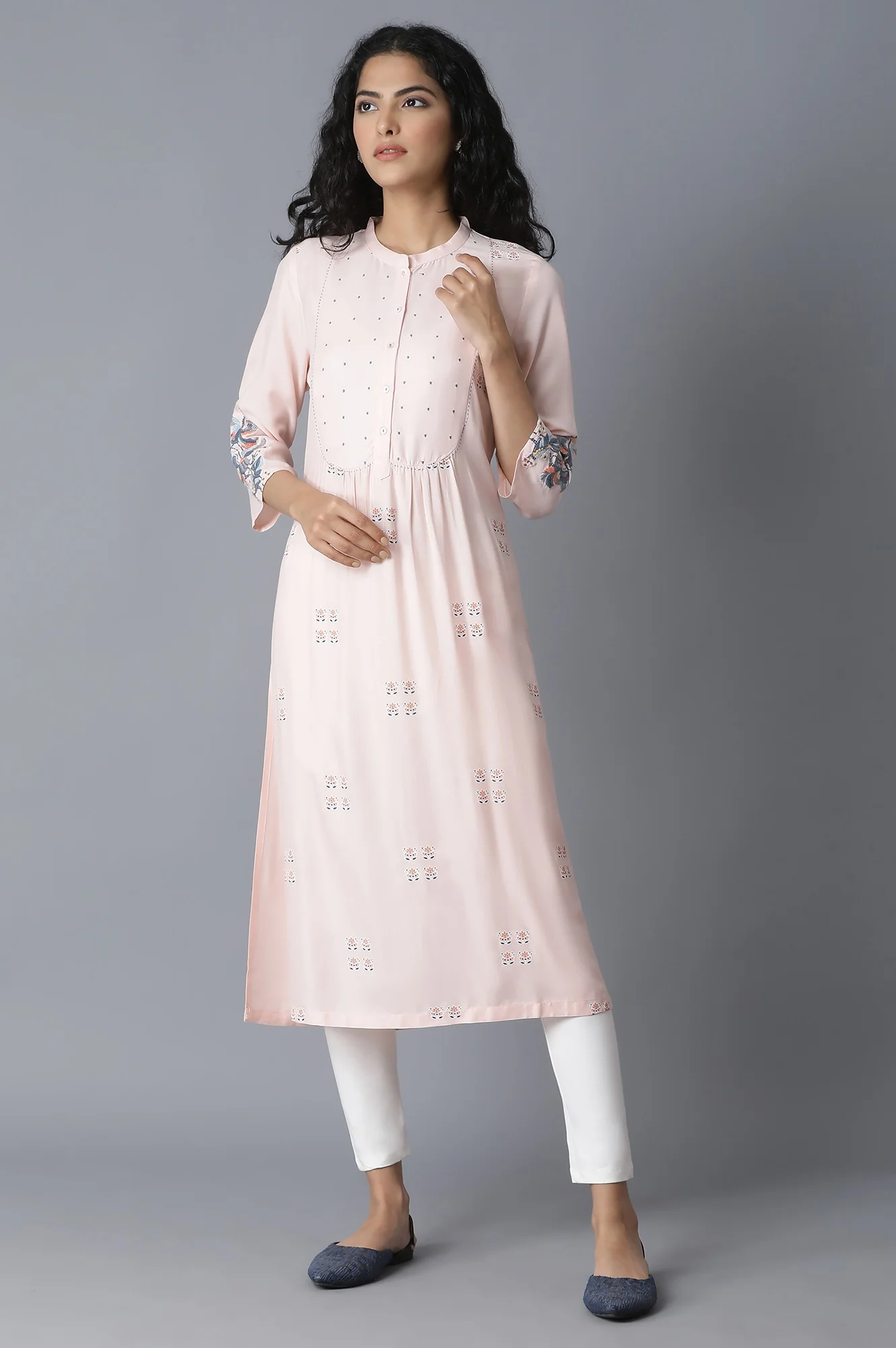 Ecru Solid Slim Pants - Image 5