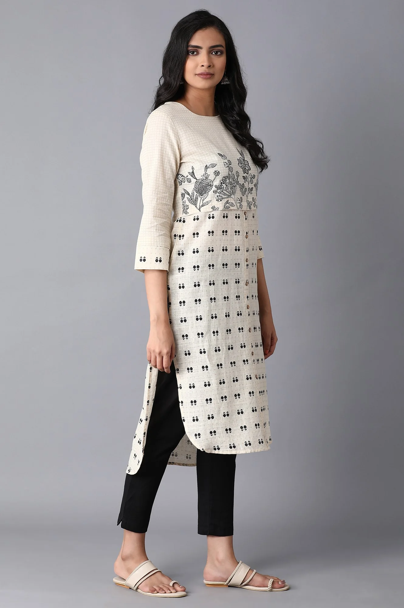 Ecru Straight kurta - Image 4