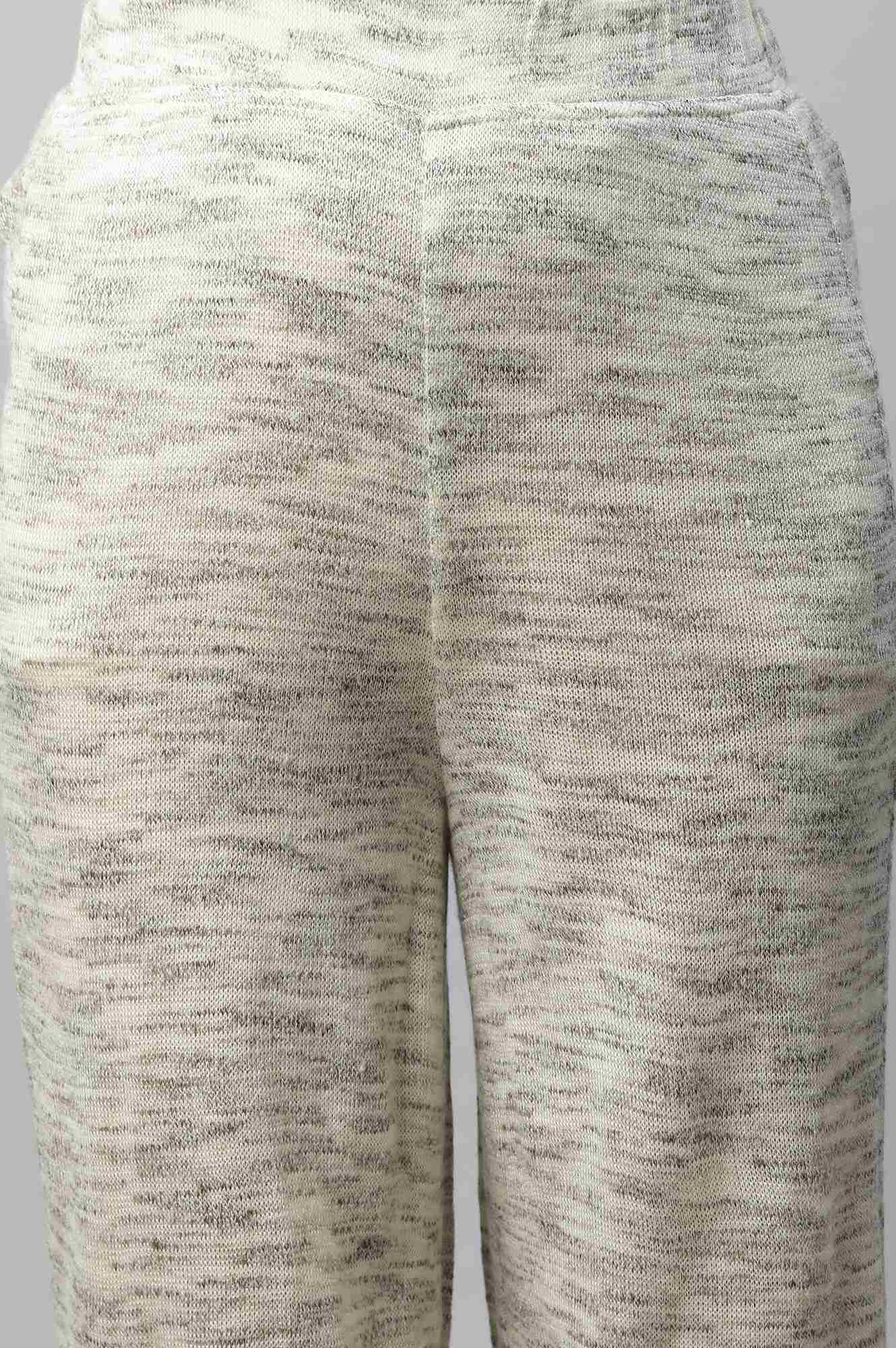 Grey Solid Straight Fit Palazzo With Elasticated Waist - Image 7