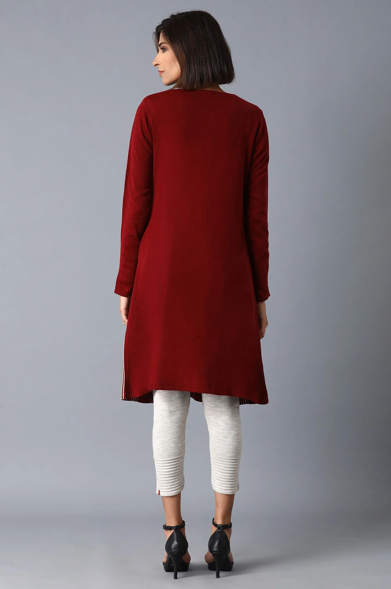 Garnet Red Flared Cardigan - Image 2