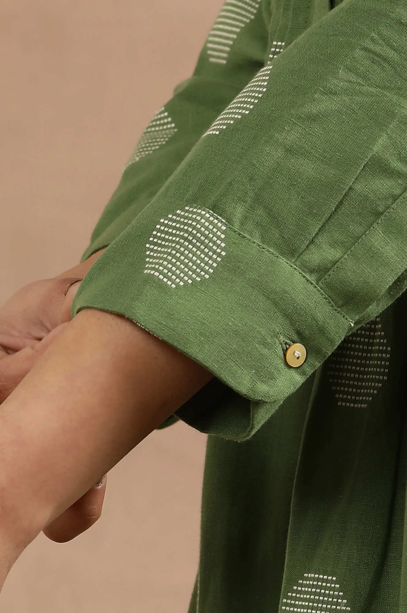 Ge Green Yarn Dyed Polka Dot Dress - Image 7