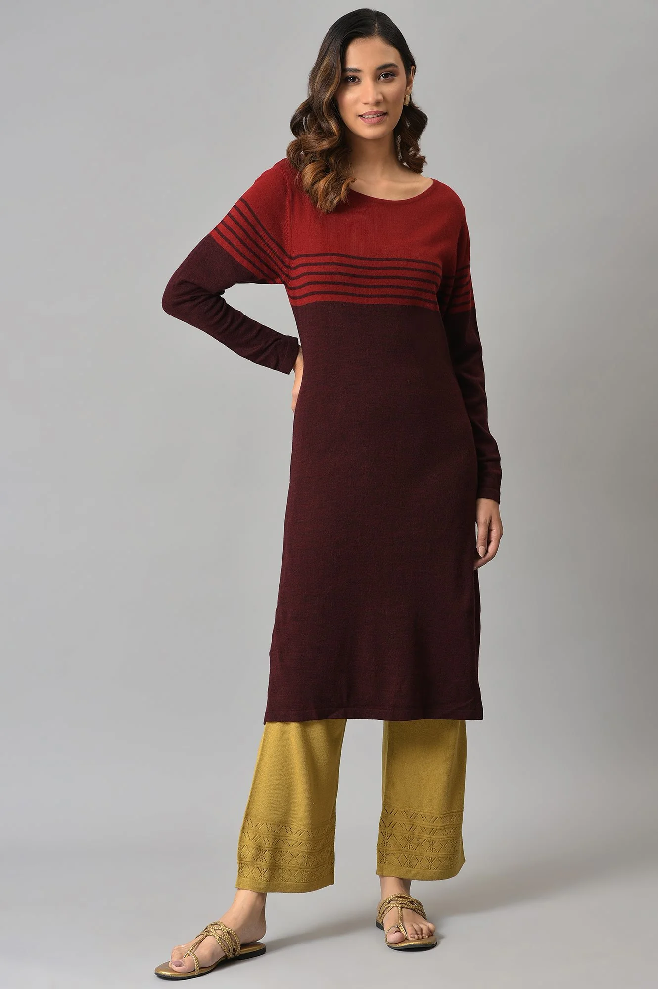 Gold Geometric Straight Fit Palazzo With Elasticated Waist - Image 5