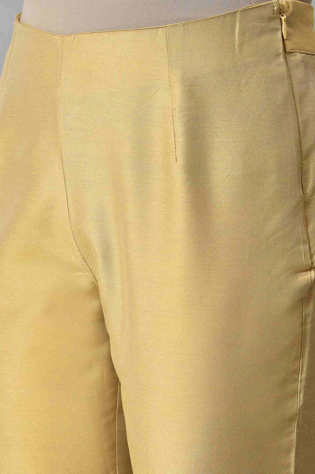 Gold Embroidered Light Festive Slim Pants - Image 7