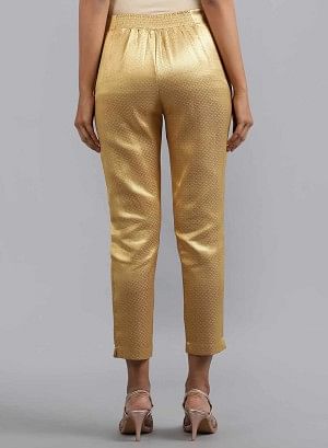 Gold Jacquard Slim Pants - Image 4