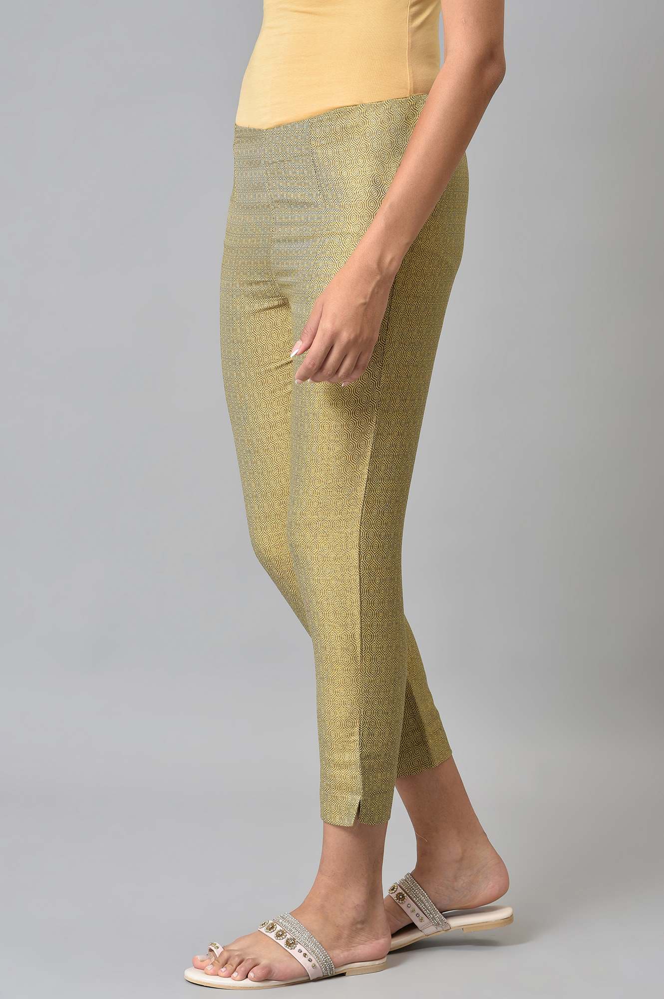 Gold Jacquard Slim Pants - Image 3