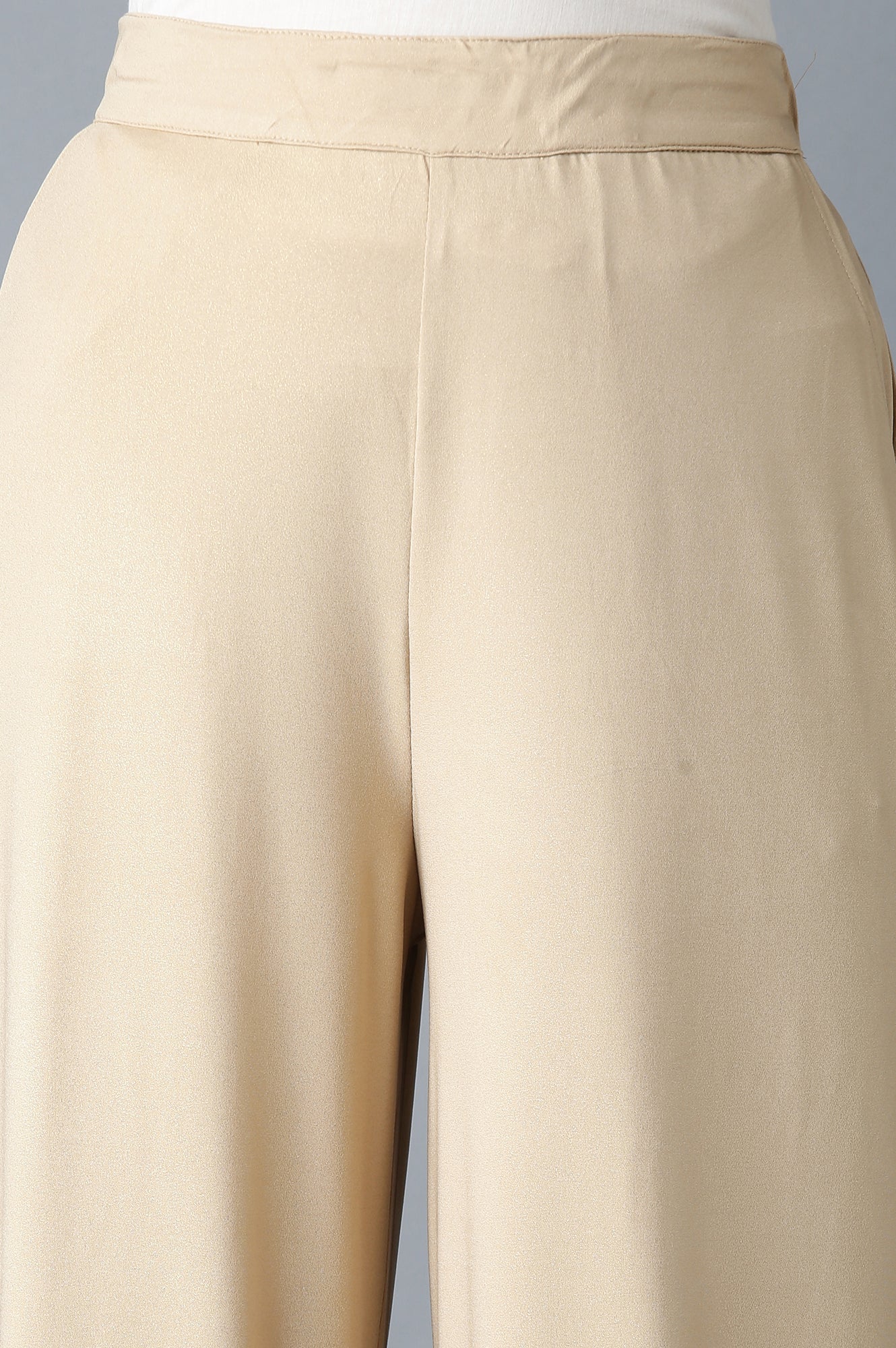 Gold Solid Straight Fit Palazzo With Side Pockets - Image 12