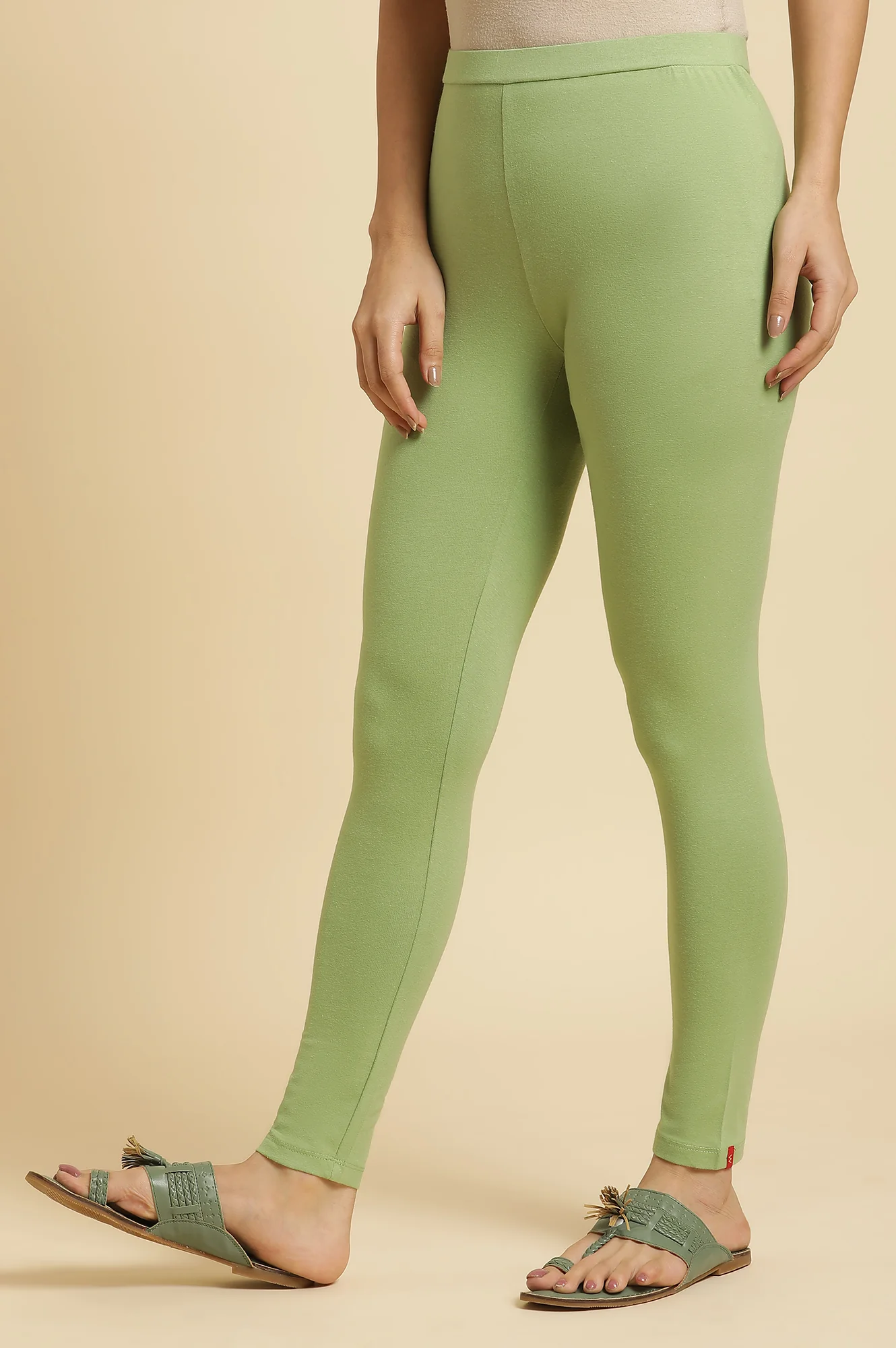 Green Cotton Jersey Tights - Image 2