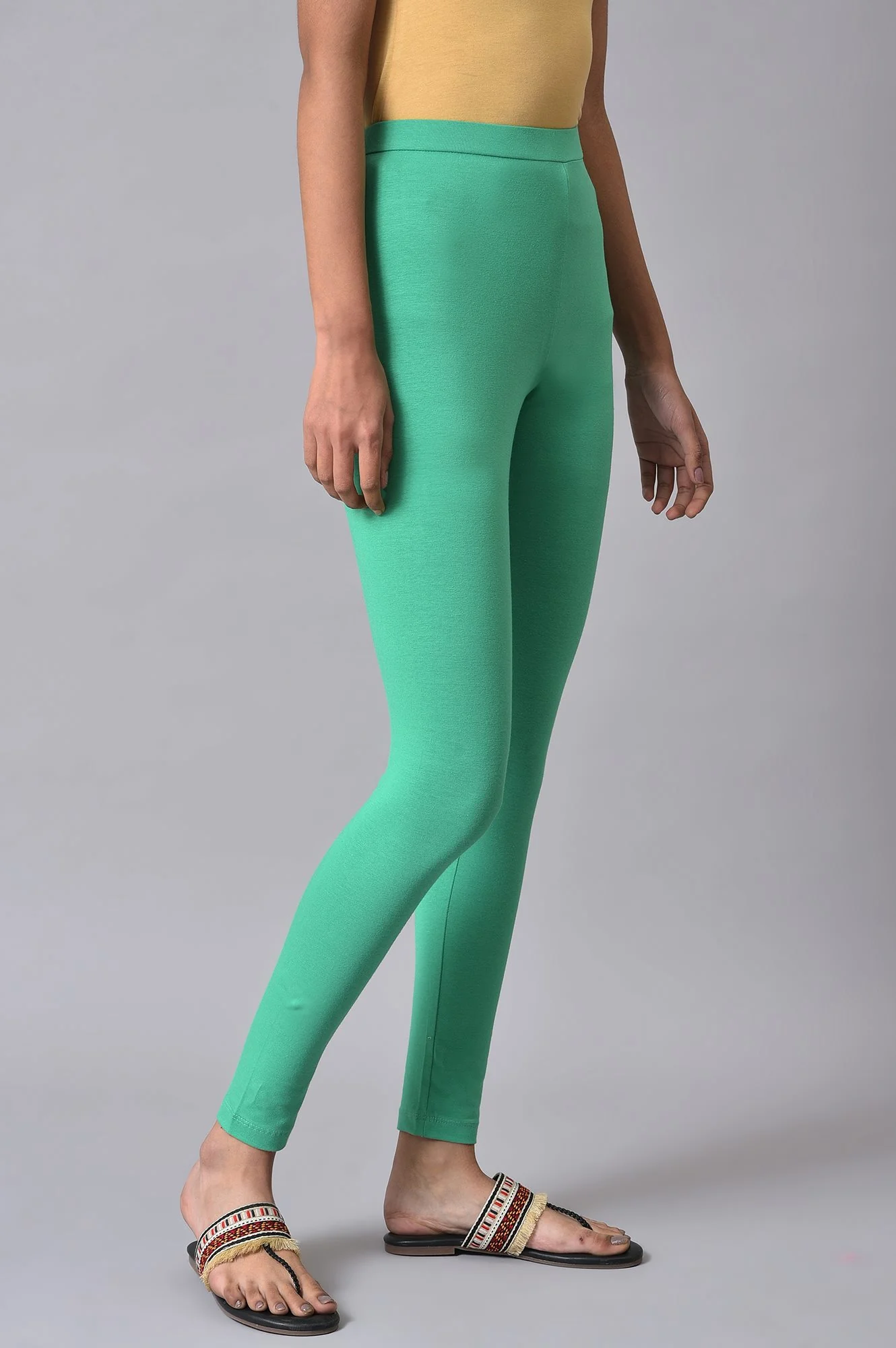 Green Cotton Jersey Tights - Image 4