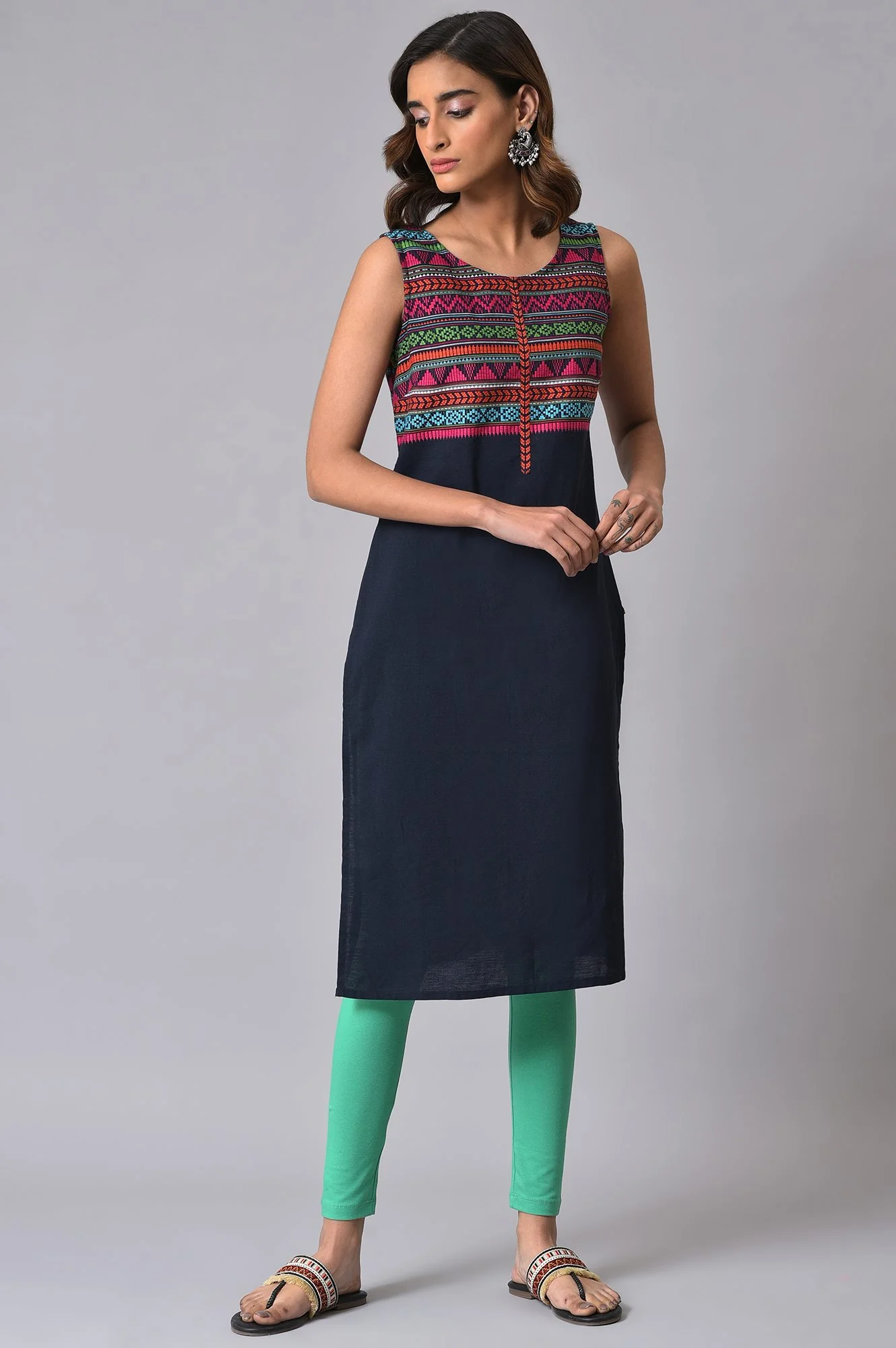 Green Cotton Jersey Tights - Image 5