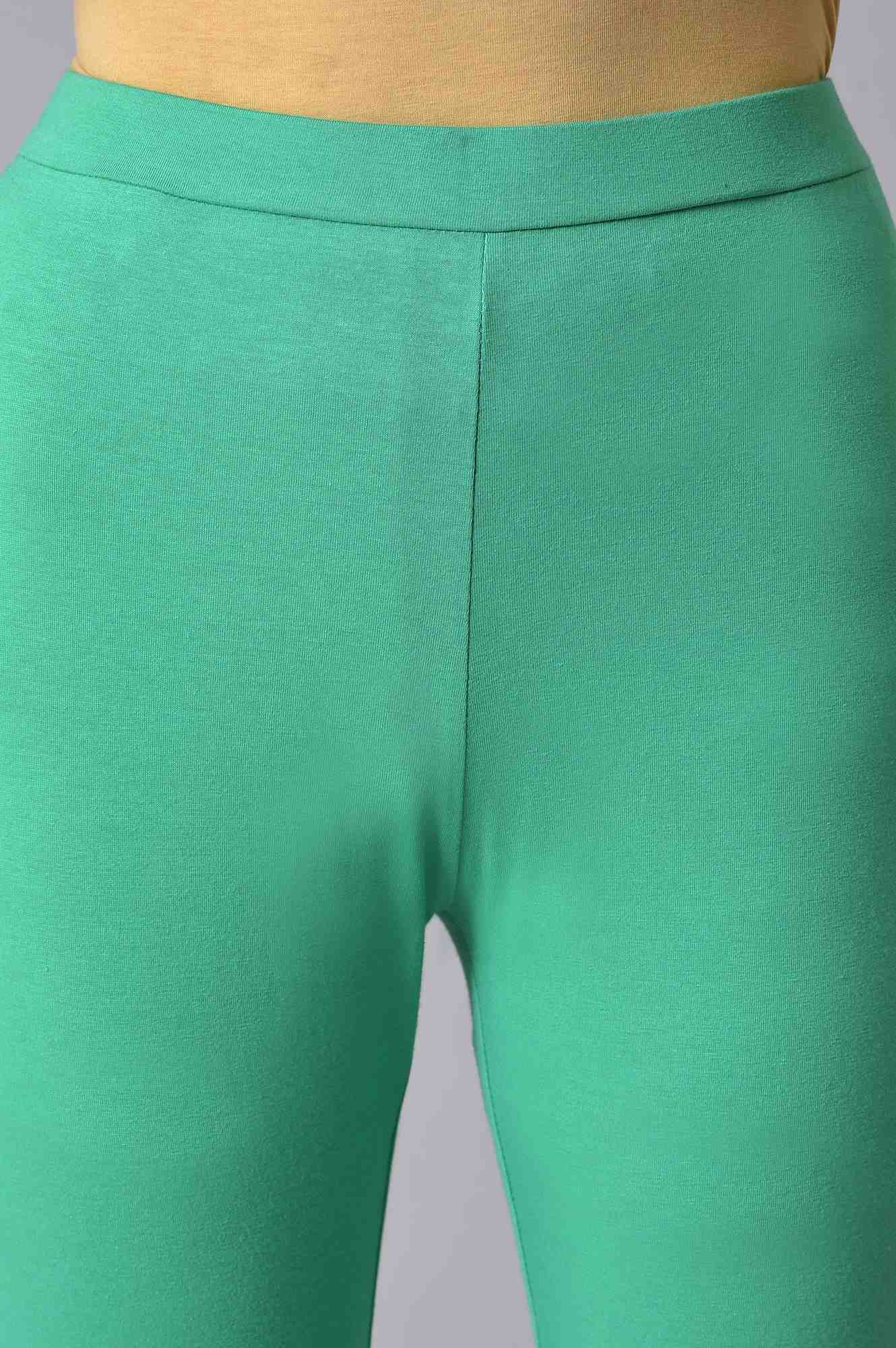 Green Cotton Jersey Tights - Image 6