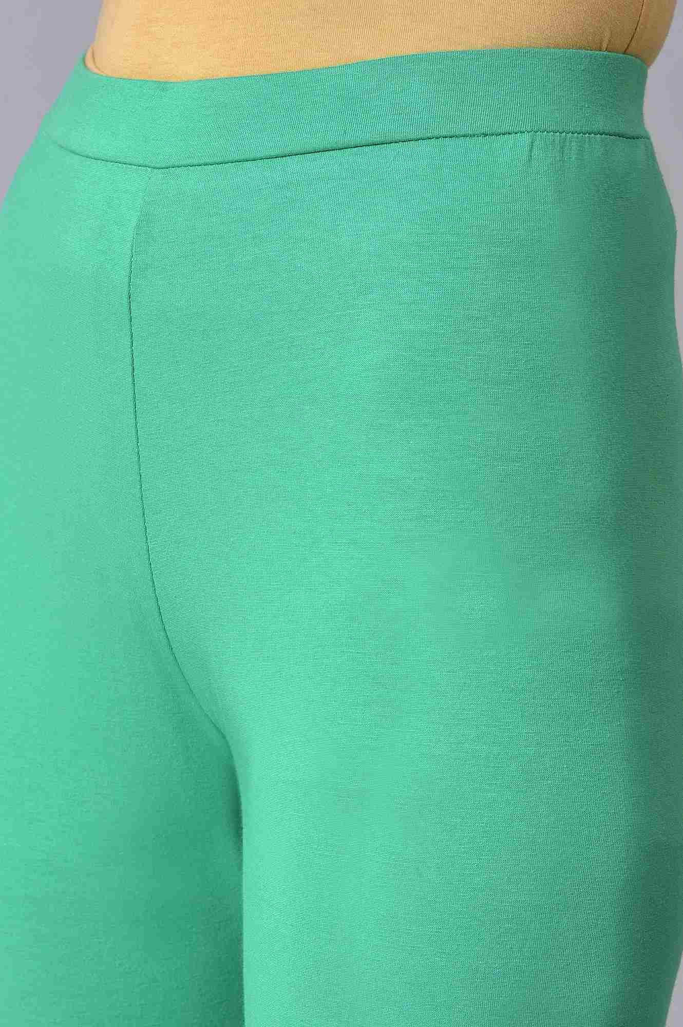 Green Cotton Jersey Tights - Image 7