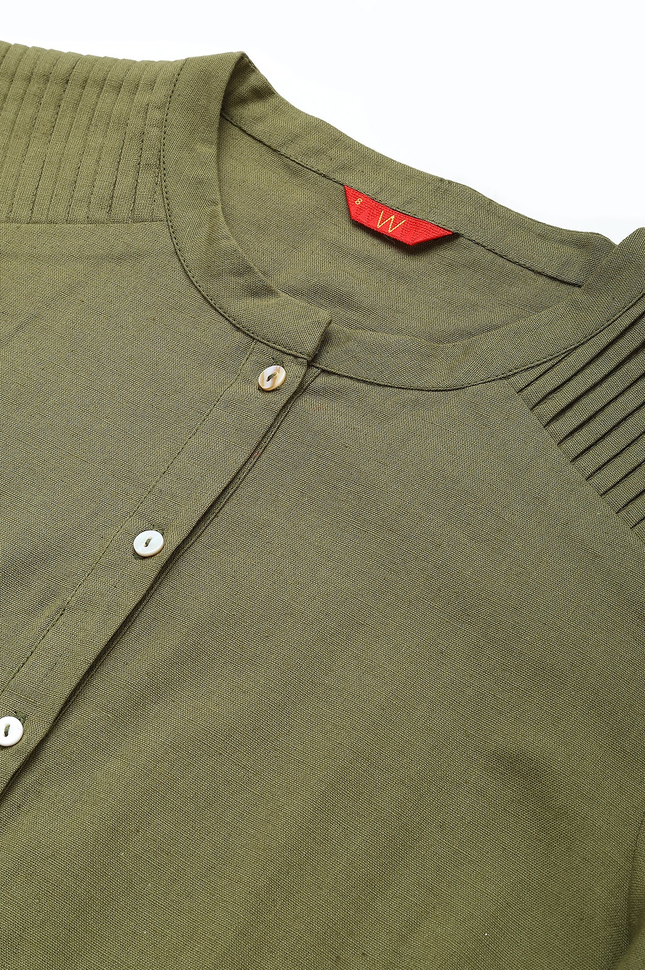 Green Half Placket Shirt kurta - Image 2