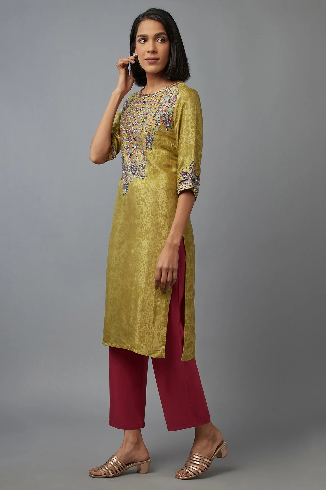 Green Printed kurta - Image 3