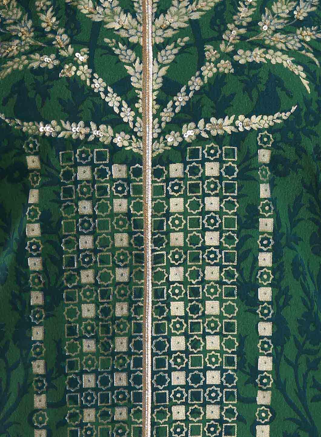 Green Printed Mandarin Neck kurta - Image 5