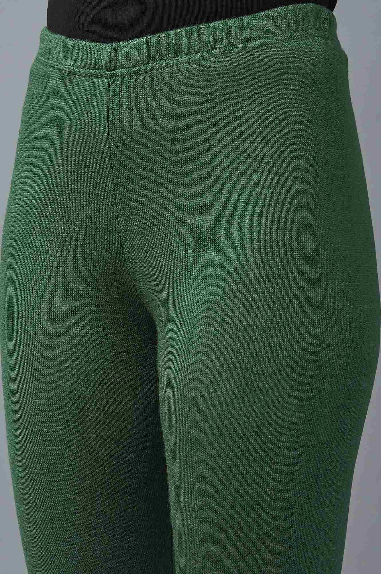 Green Pointelle Skinny Fit Tights With Elasticated Waist - Image 6