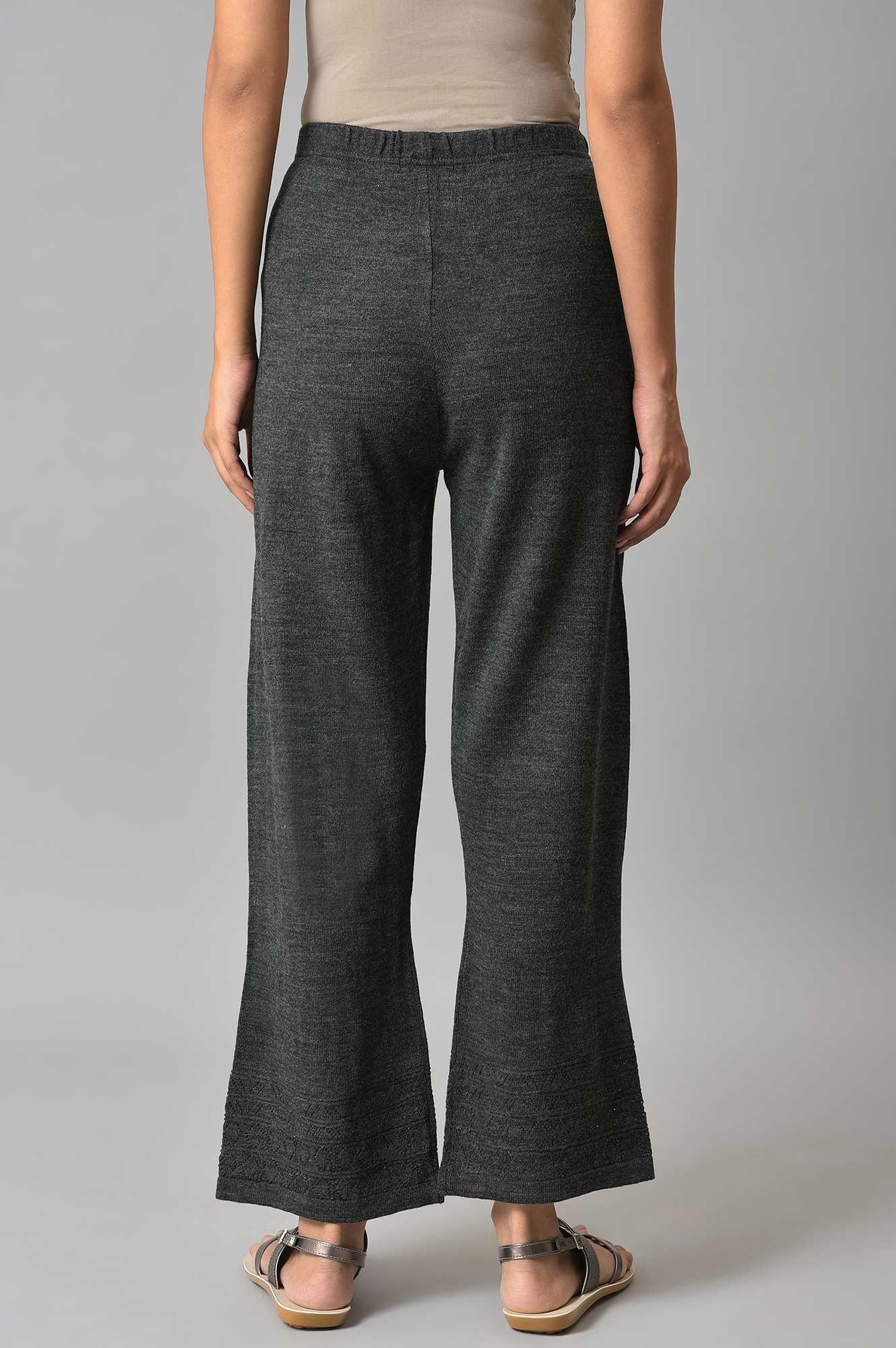 Grey Geometric Straight Fit Palazzo With Elasticated Waist - Image 2