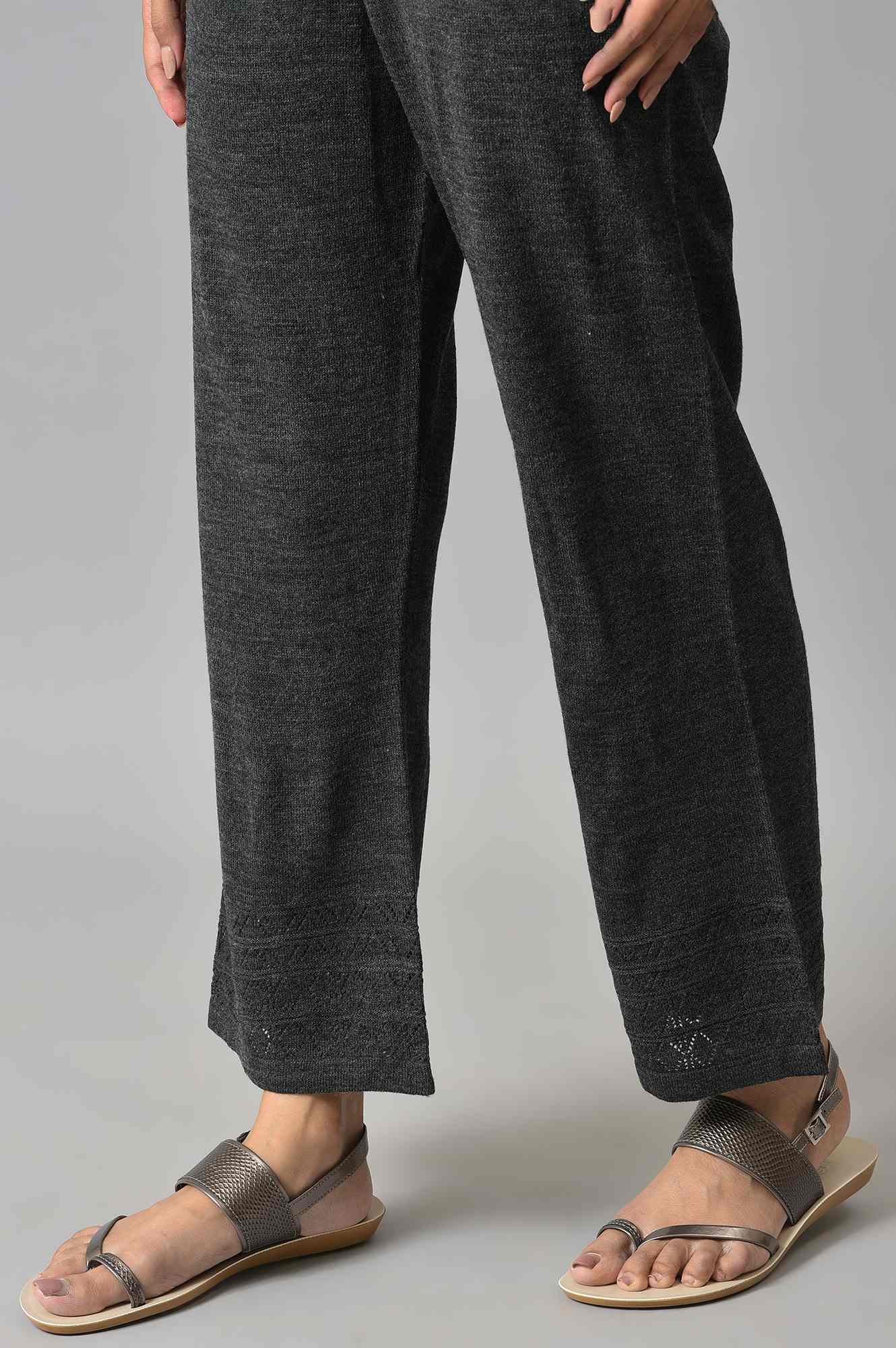 Grey Geometric Straight Fit Palazzo With Elasticated Waist - Image 8
