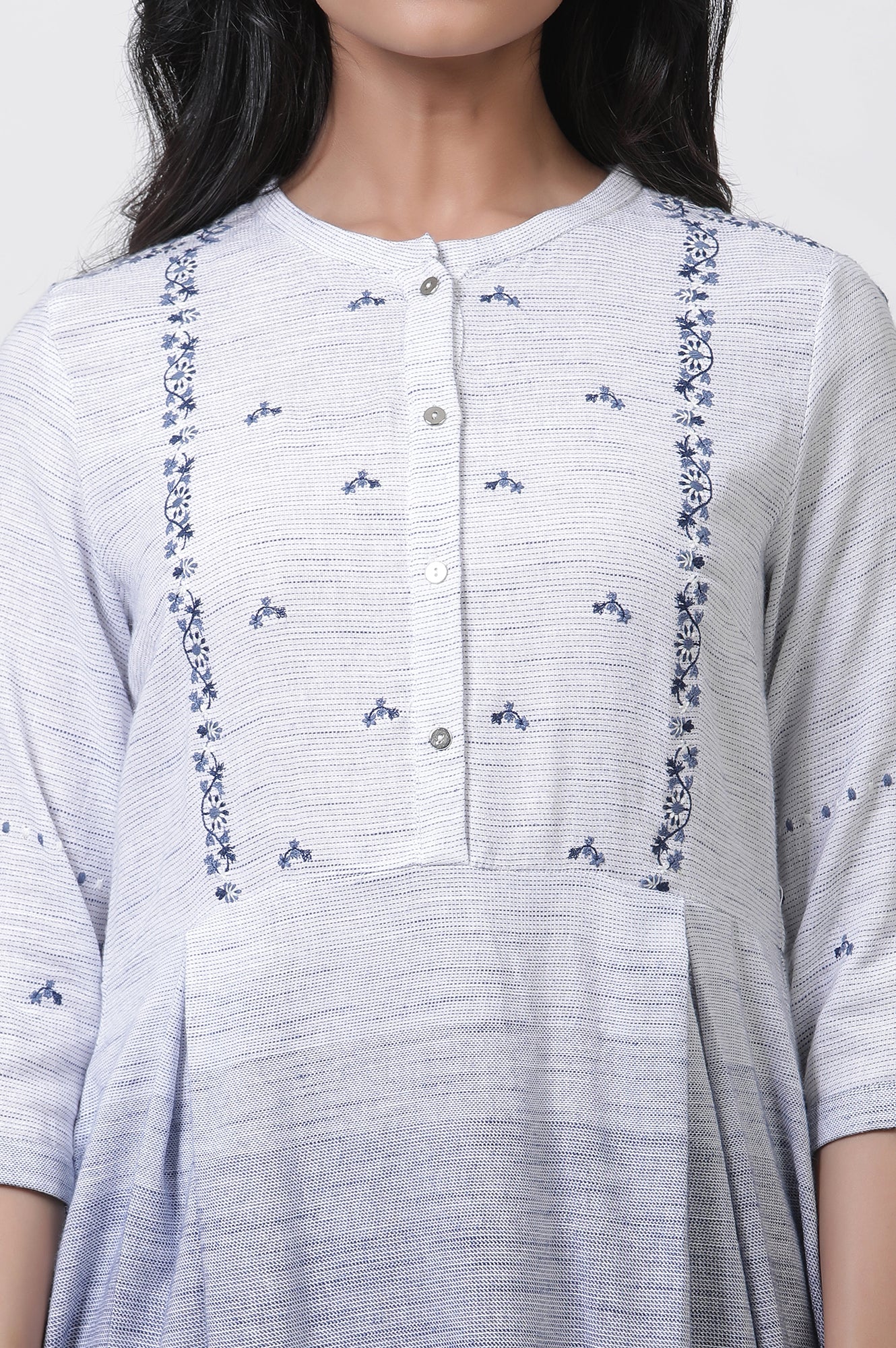 Grey & Blue Ombre A-Line Kurta And Pants Set - Image 6