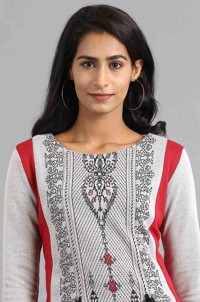 Grey Round Neck Winter kurta - Image 5