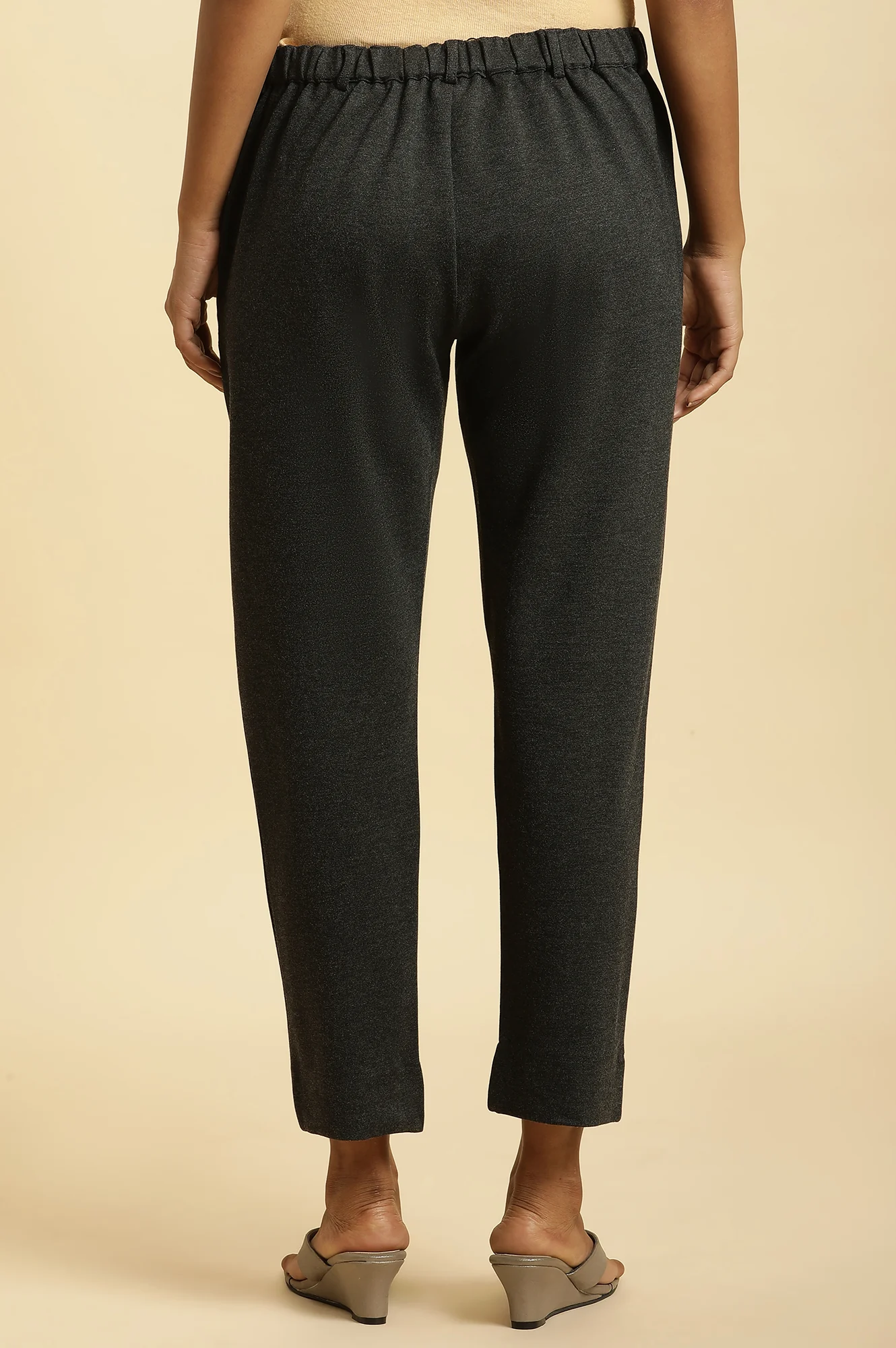 Grey Slim Fit Elasticated Western Pants - Image 3