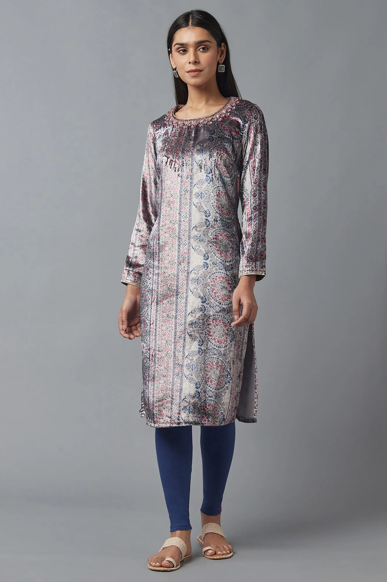Grey Velvet kurta