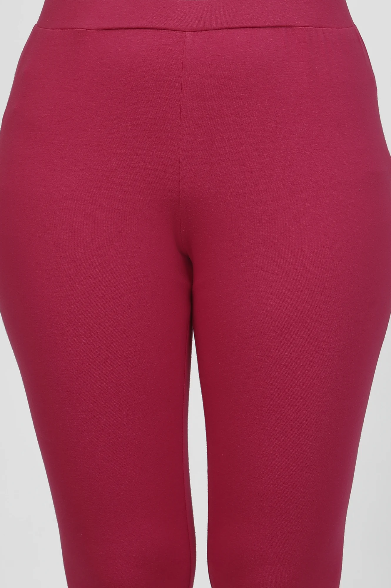 Hot Pink Solid Mid-Rise Tights - Image 6
