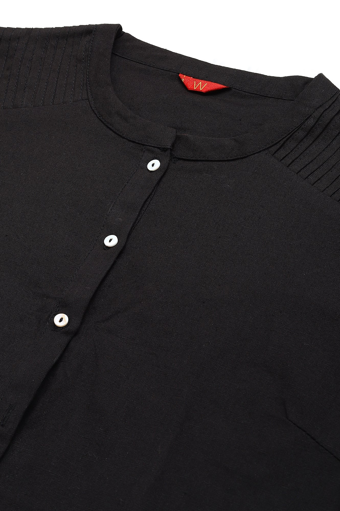 Jet Black Half Placket Shirt kurta - Image 2