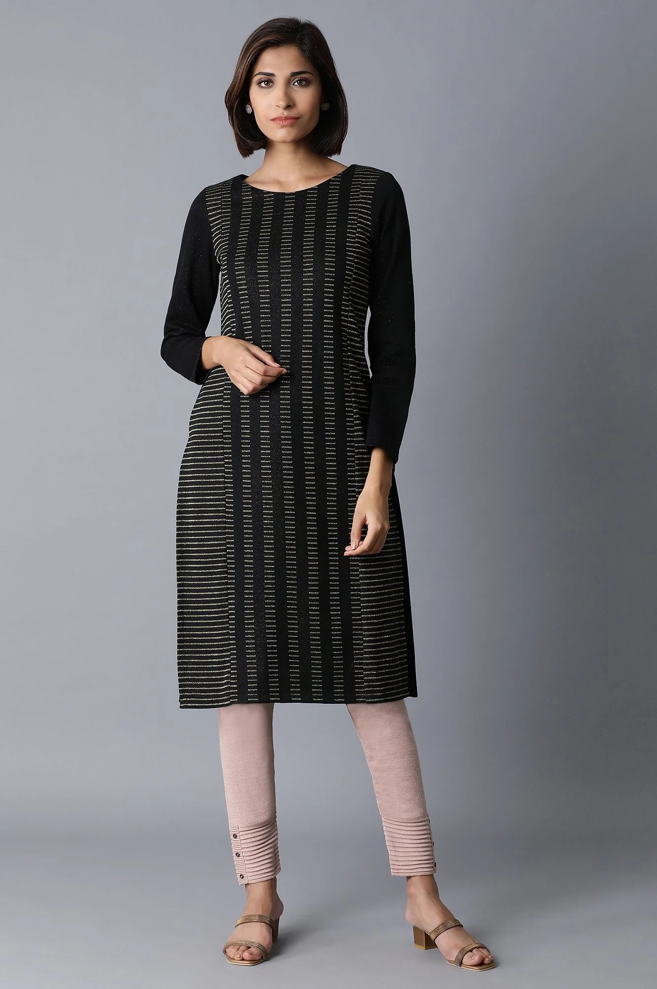 Jet Black PC Jacquard kurta