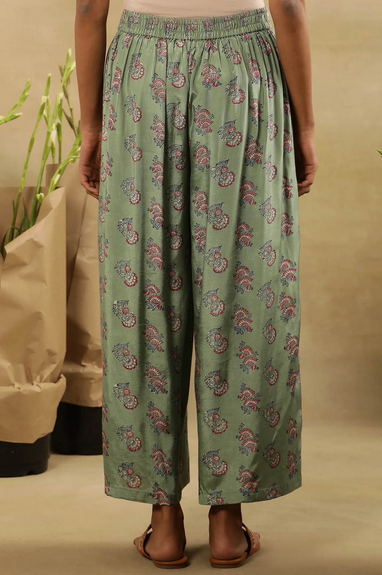 Light Green Block Printed Parallel Pants - Image 3