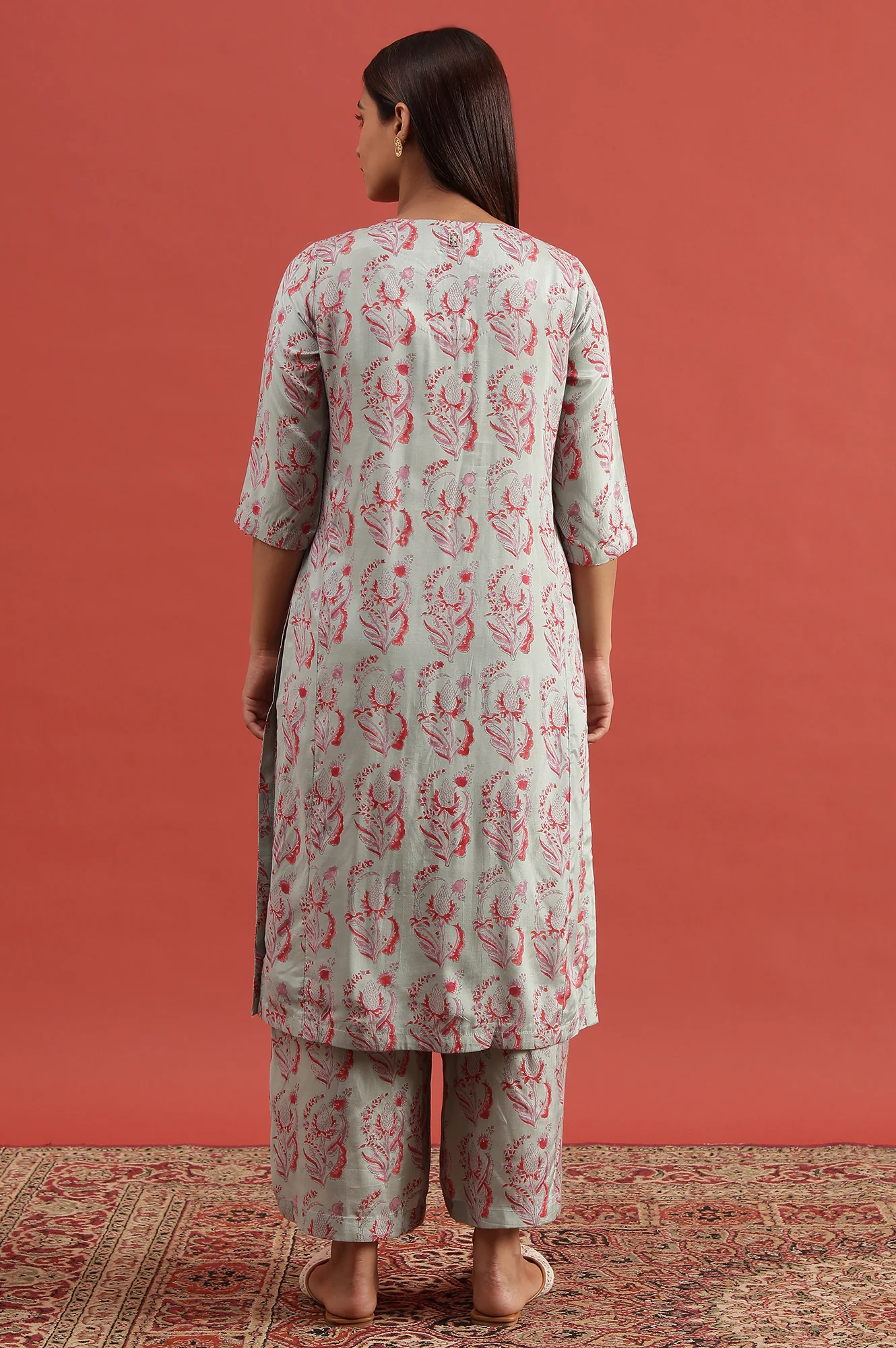 Light Green Hand Block Print Kurta - Image 3