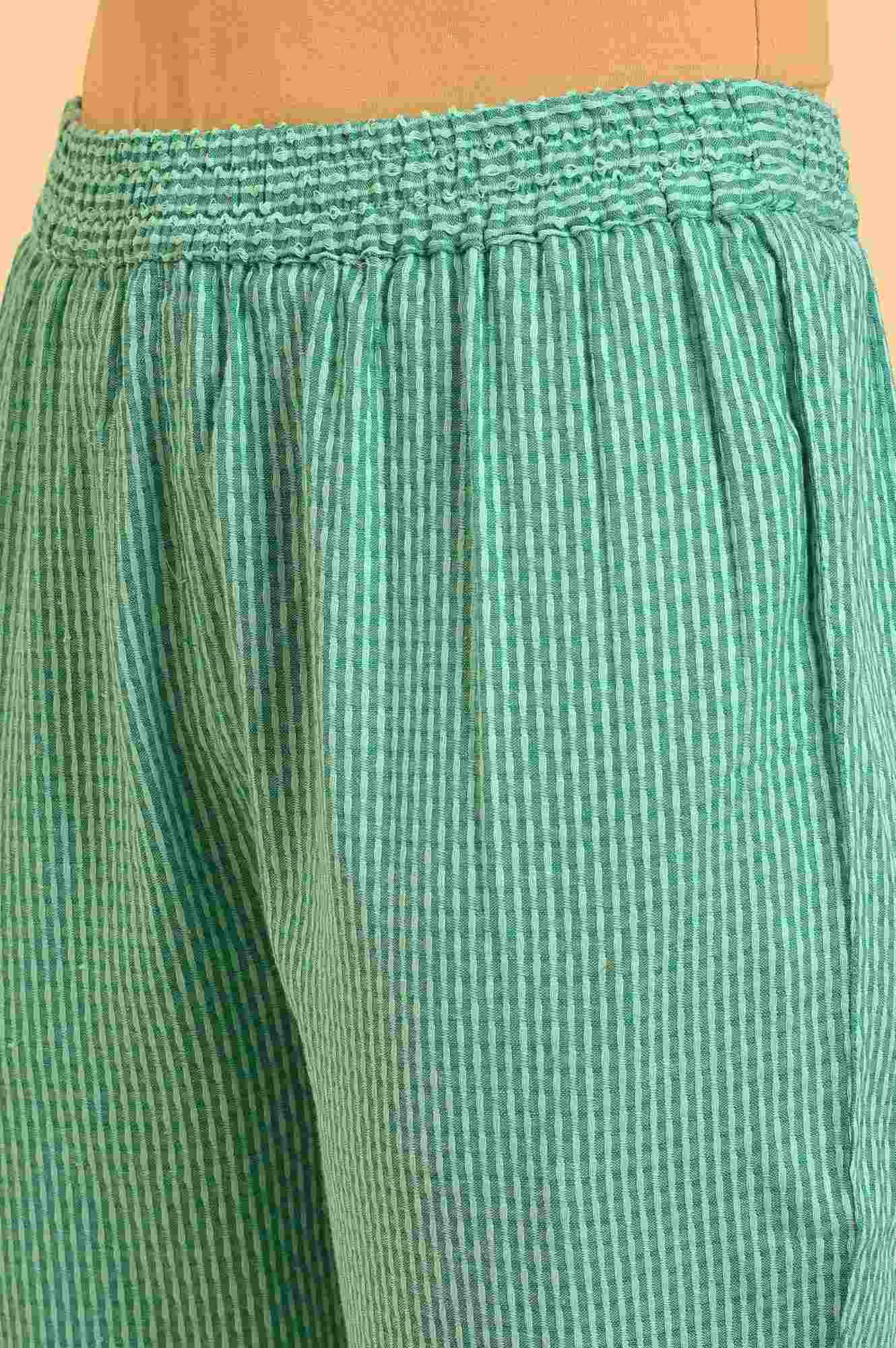 Light Green Tone Cotton kurta & Slim Pants Co-Ord Set - Image 7