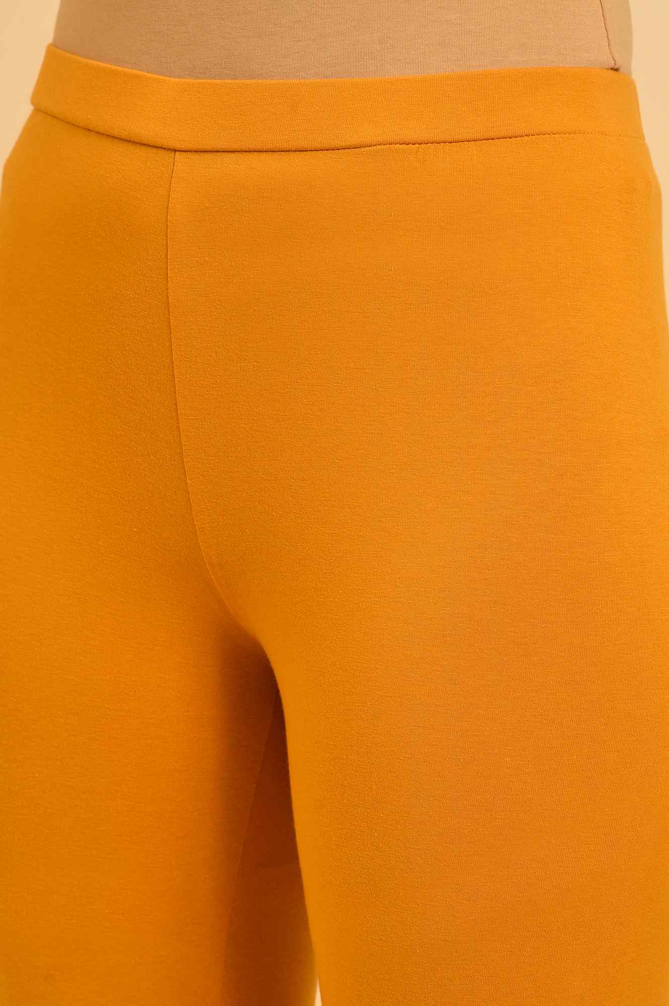Light Mustard Printed Kaftan With Yellow Tights - Image 7