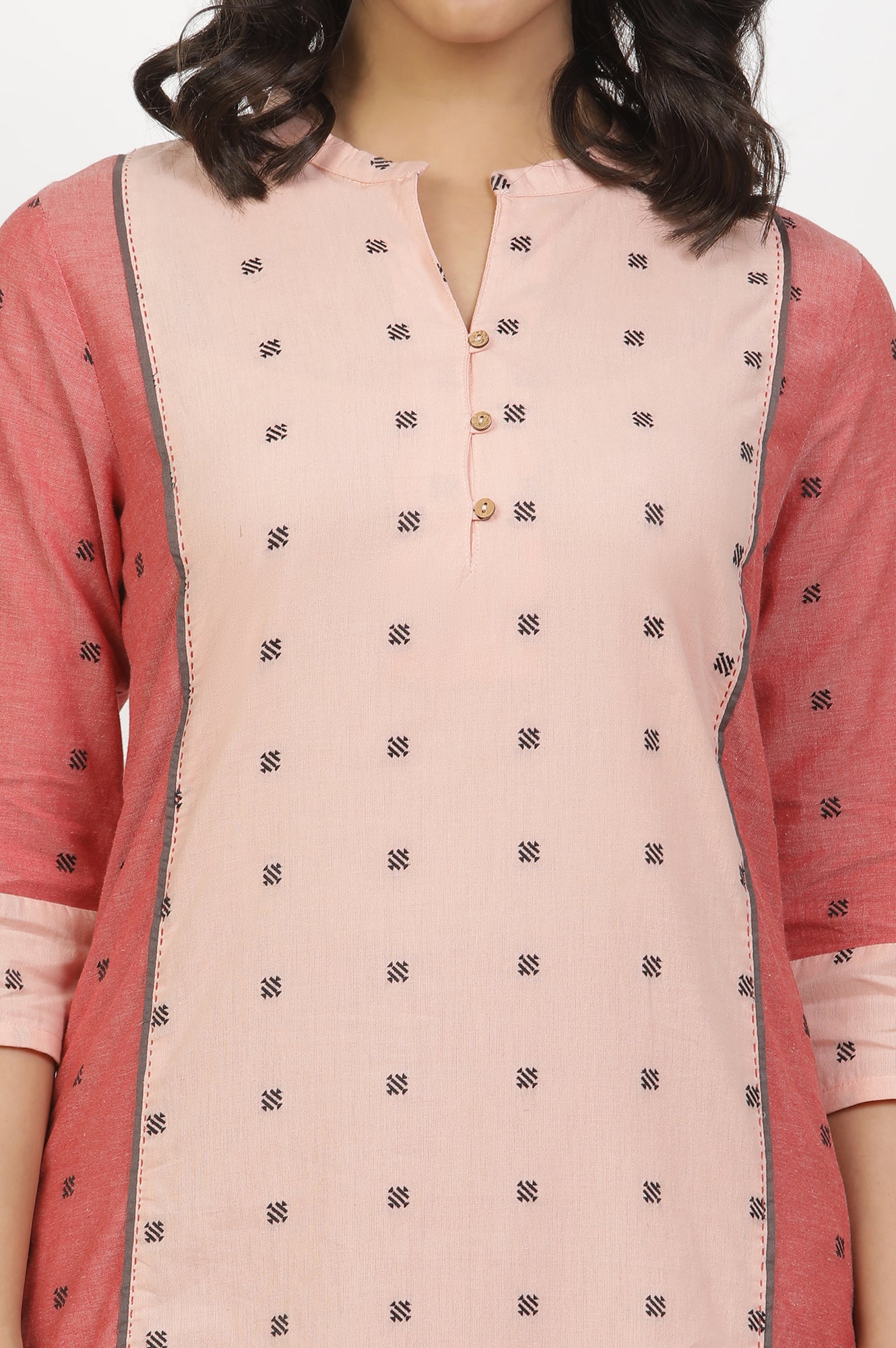 Light Red Straight Kurta And Pants Set - Image 6