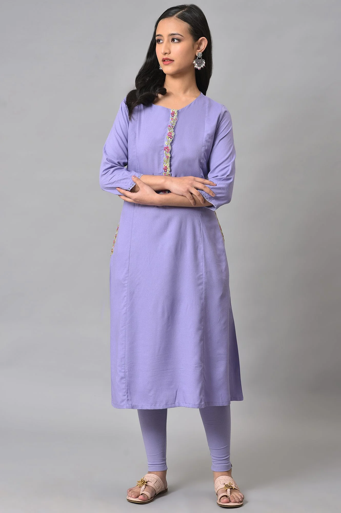 Lilac Cotton Jersey Tights - Image 5