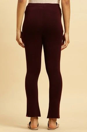 Maroon Solid Fit And Flare Pants - Image 3