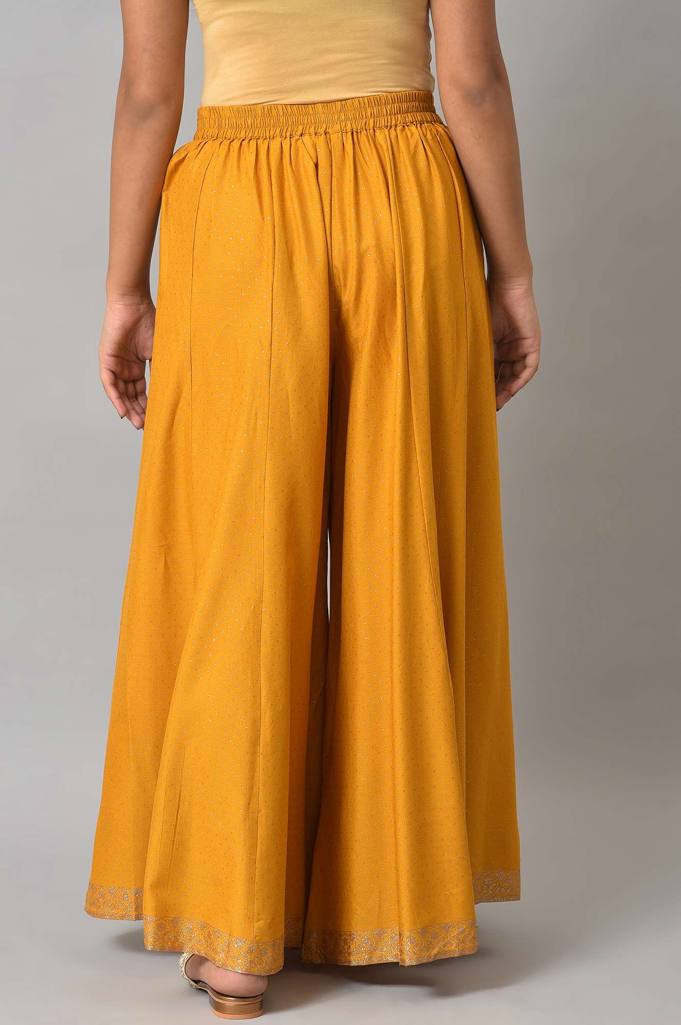 Mustard Glitter Printed Culottes - Image 2