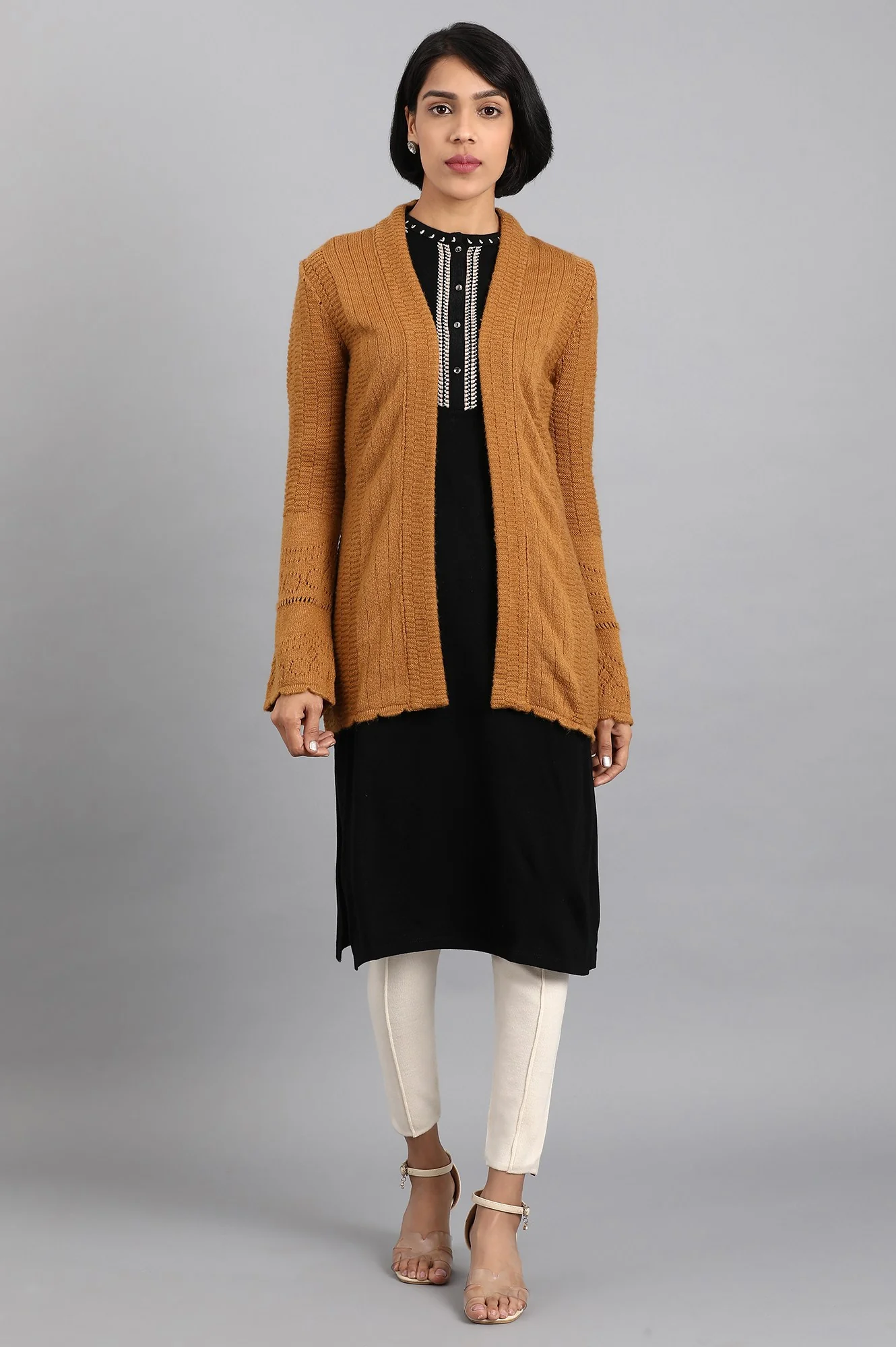 Mustard Open Front Cardigan - Image 2