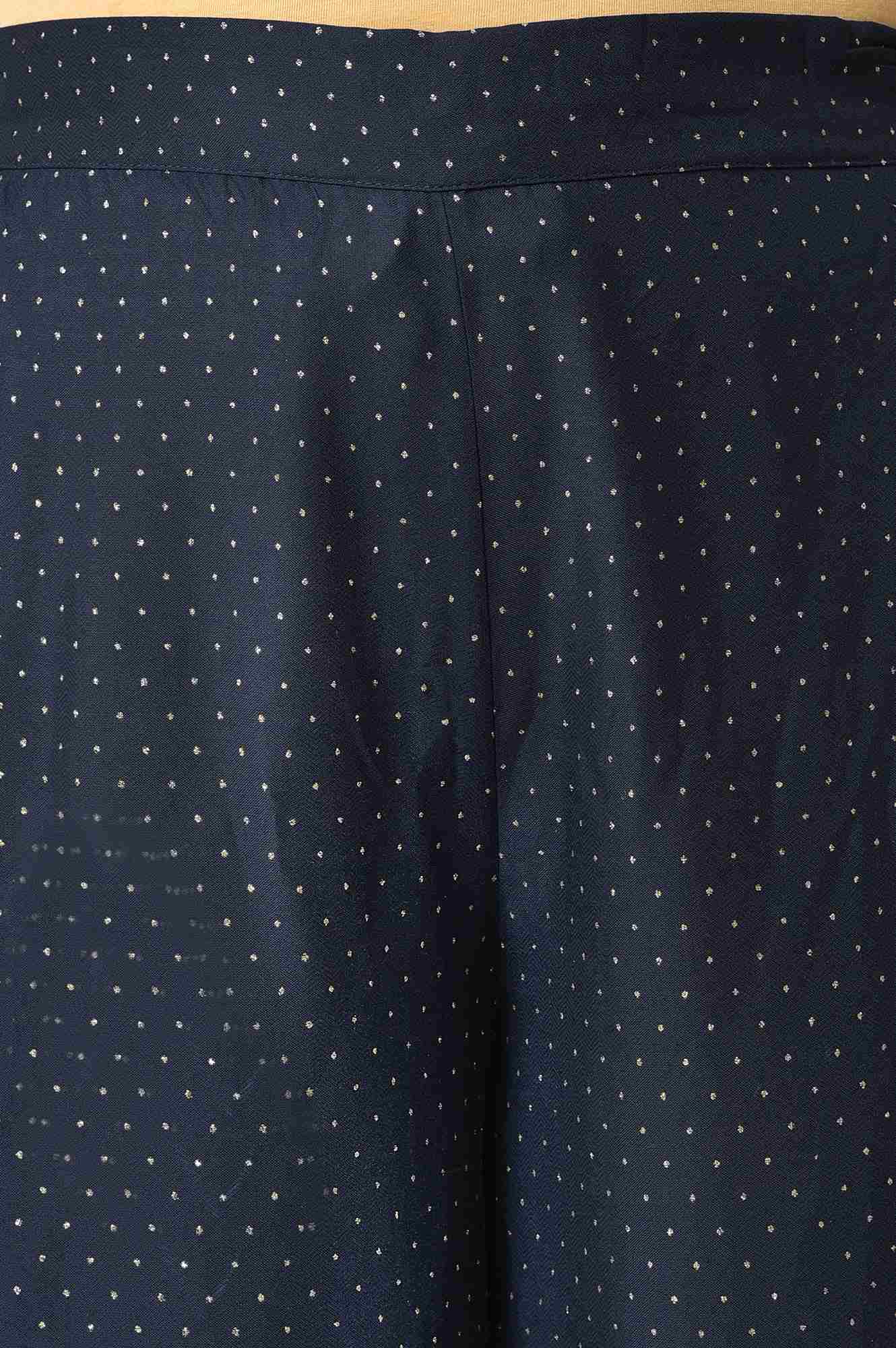 Navy Blue Glitter Printed Parallel Pants - Image 6