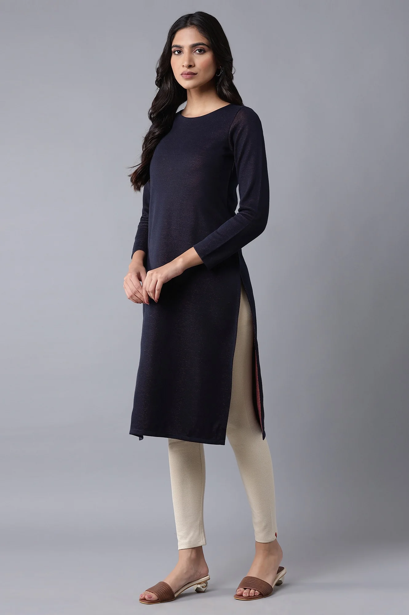 Navy Blue Winter Kurta - Image 3