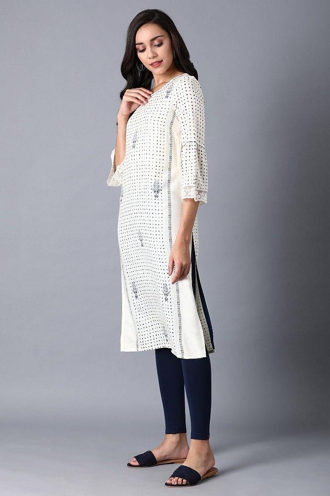 Off-white Straight kurta - Image 3