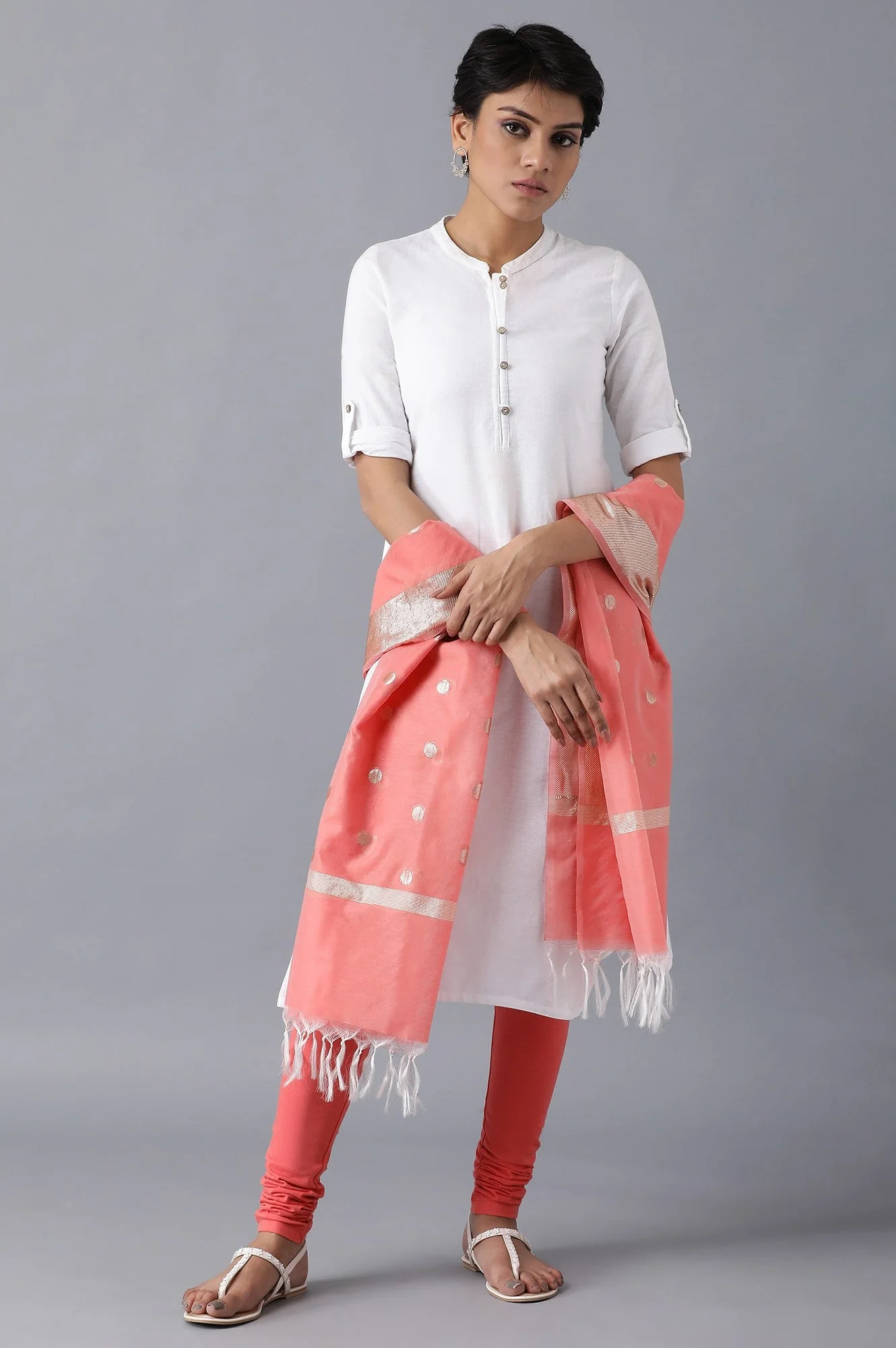 Peach Cotton Dupatta - Image 2