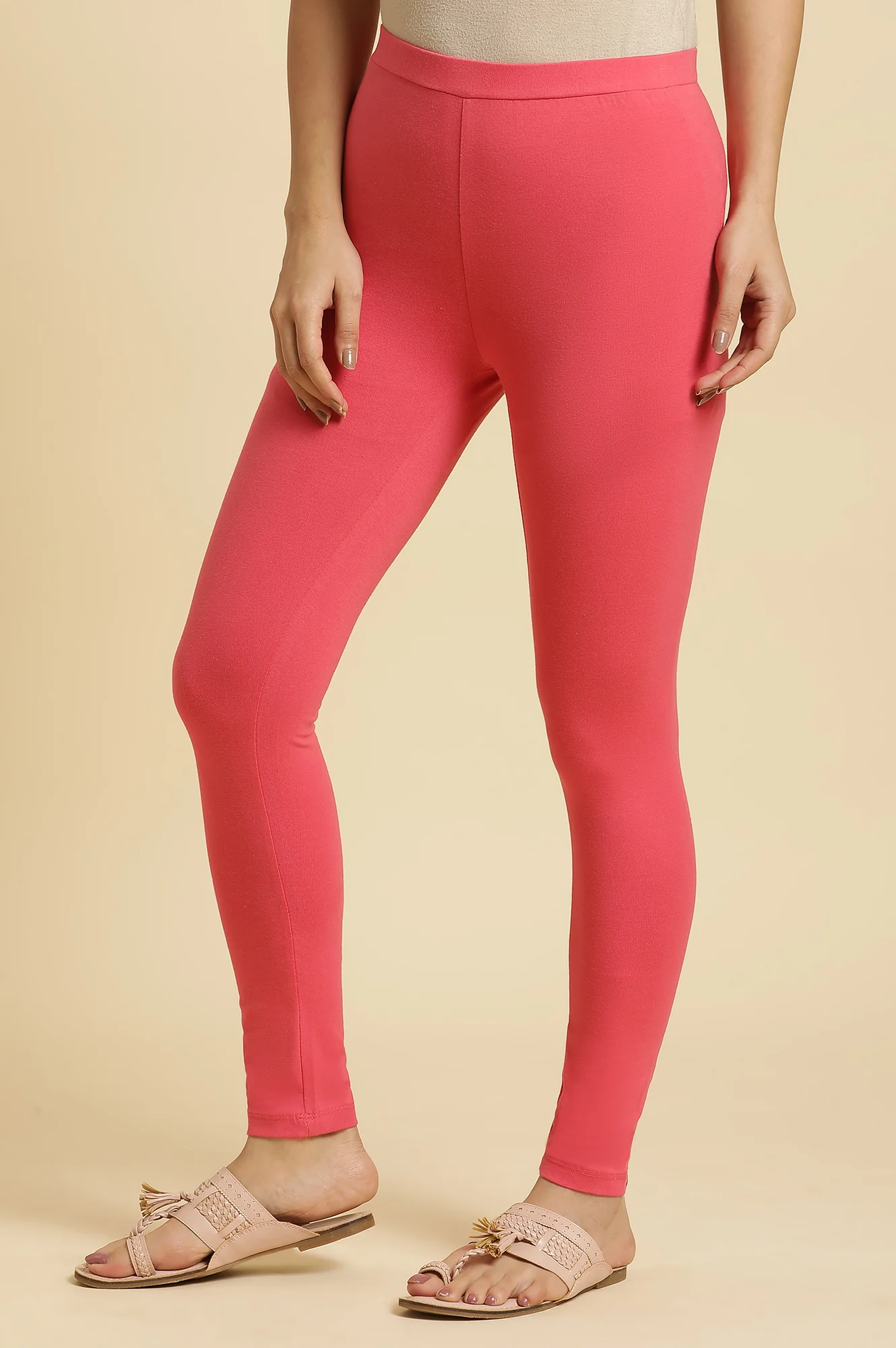 Pink Cotton Jersey Tights - Image 2