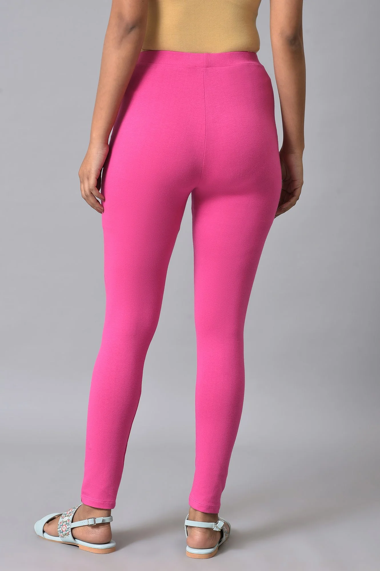 Pink Cotton Jersey Tights - Image 2