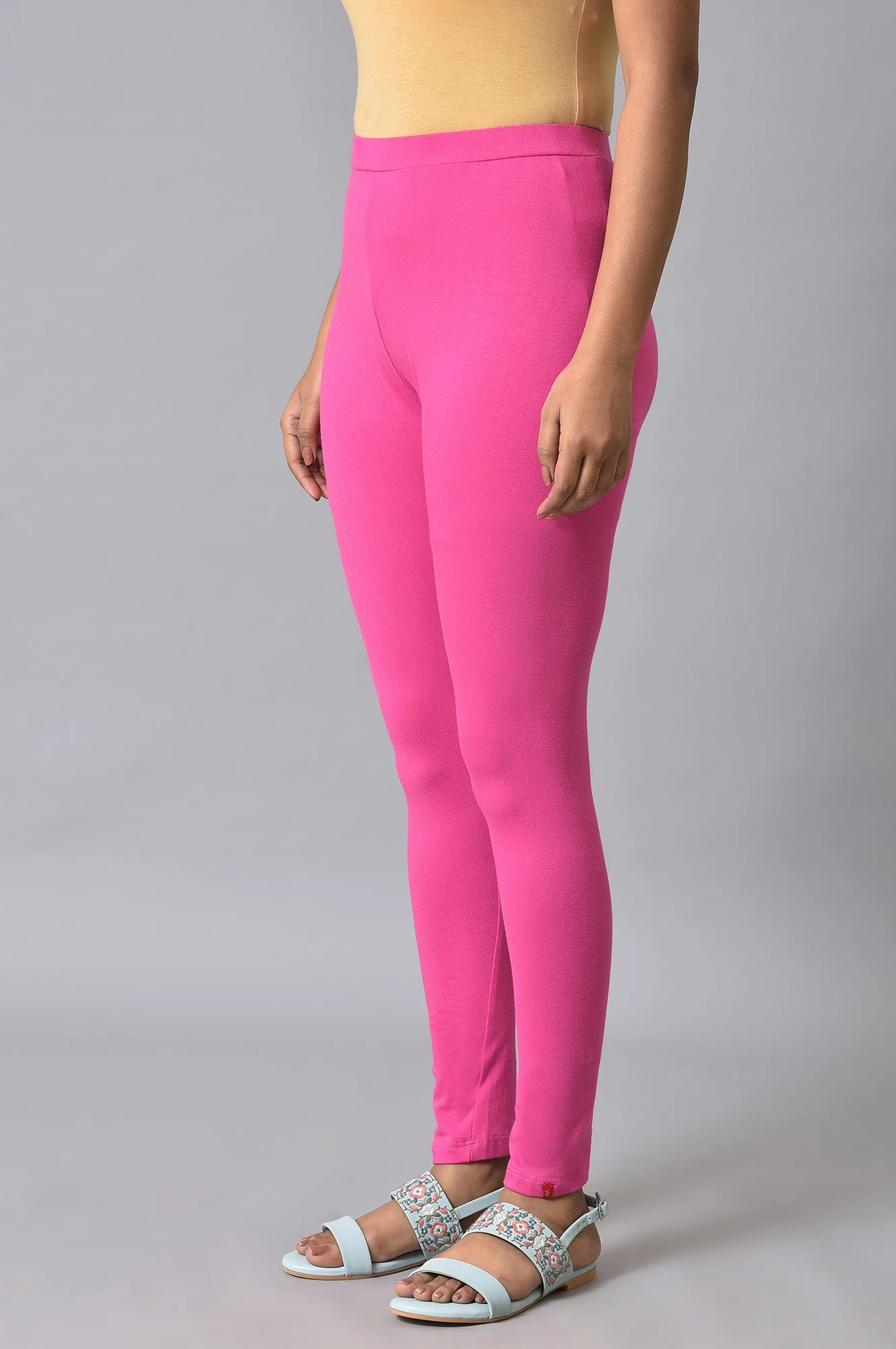 Pink Cotton Jersey Tights - Image 3