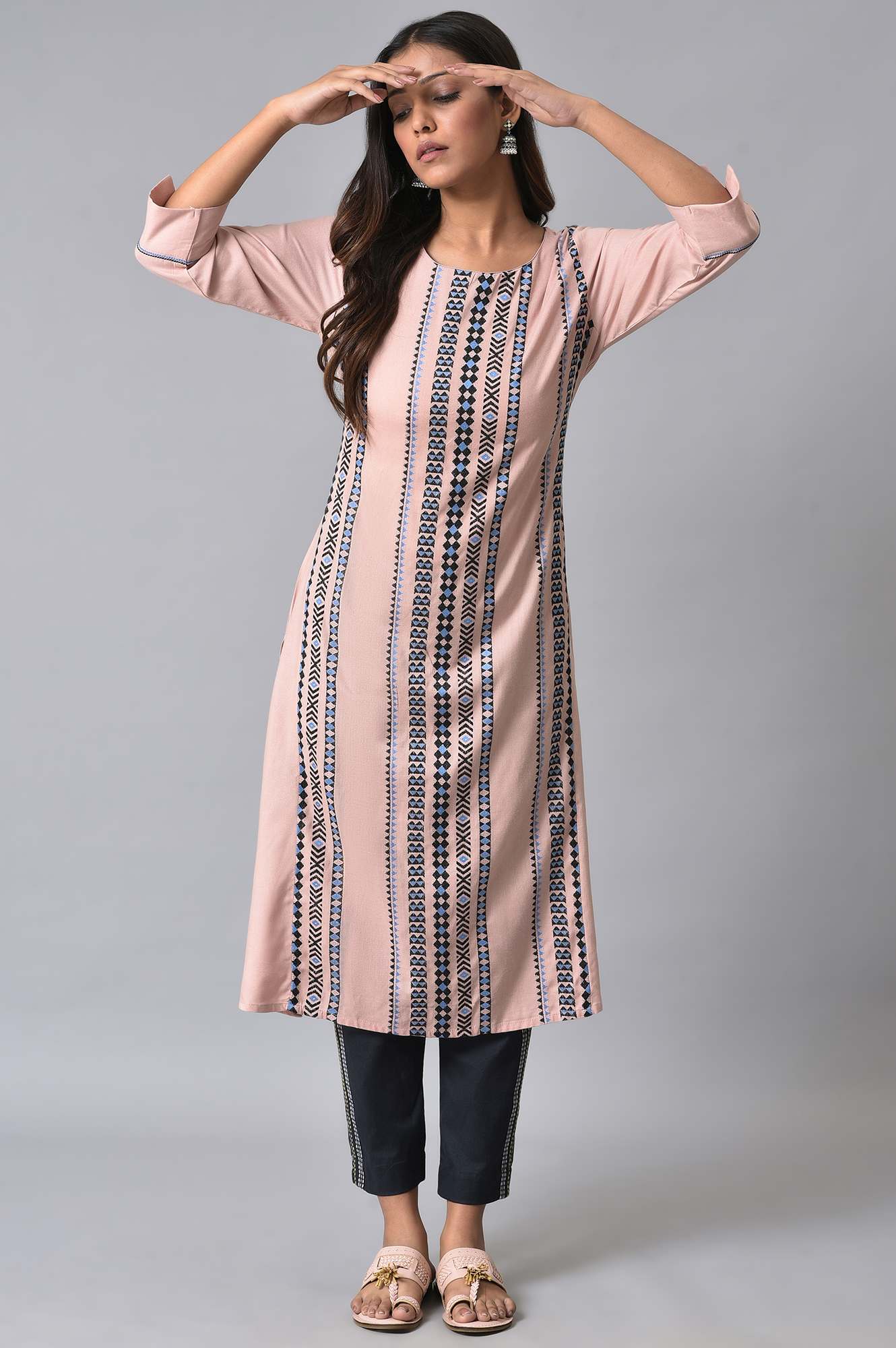 Pink Dobby Printed kurta - Image 8