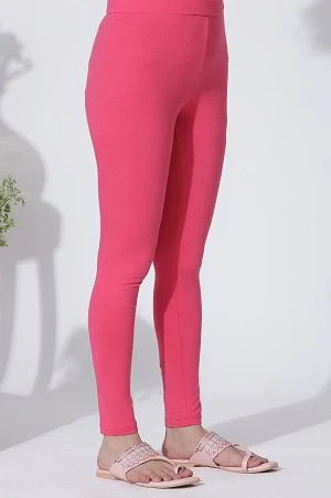 Pink Floral Printed Chiffon A-Line Kurta and Tights Set - Image 13