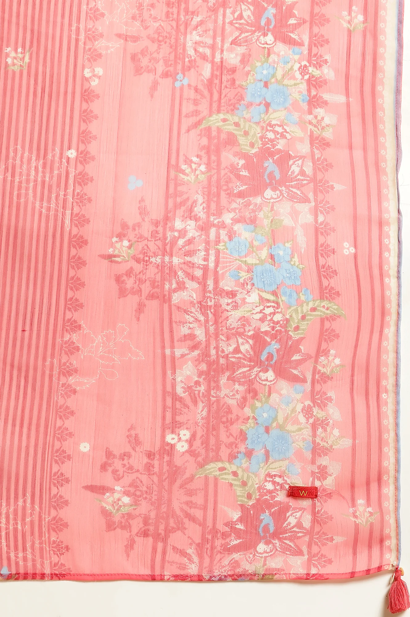 Pink Floral Printed Chiffon Dupatta - Image 6